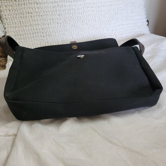 Lauren Ralph Lauren Bag Black Canvas Messenger Single Strap Y2k Academia Preppy - Picture 6 of 12